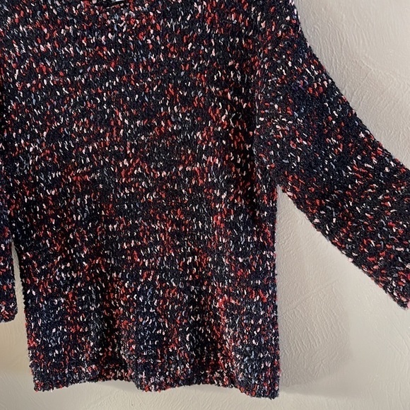 Madison Gray  black multicolored crewneck sweater three-quarter sleeves Size M - Picture 4 of 12